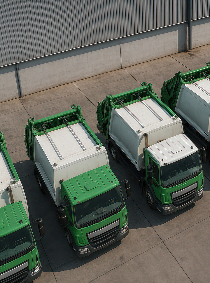 Fleet of municipal trucks