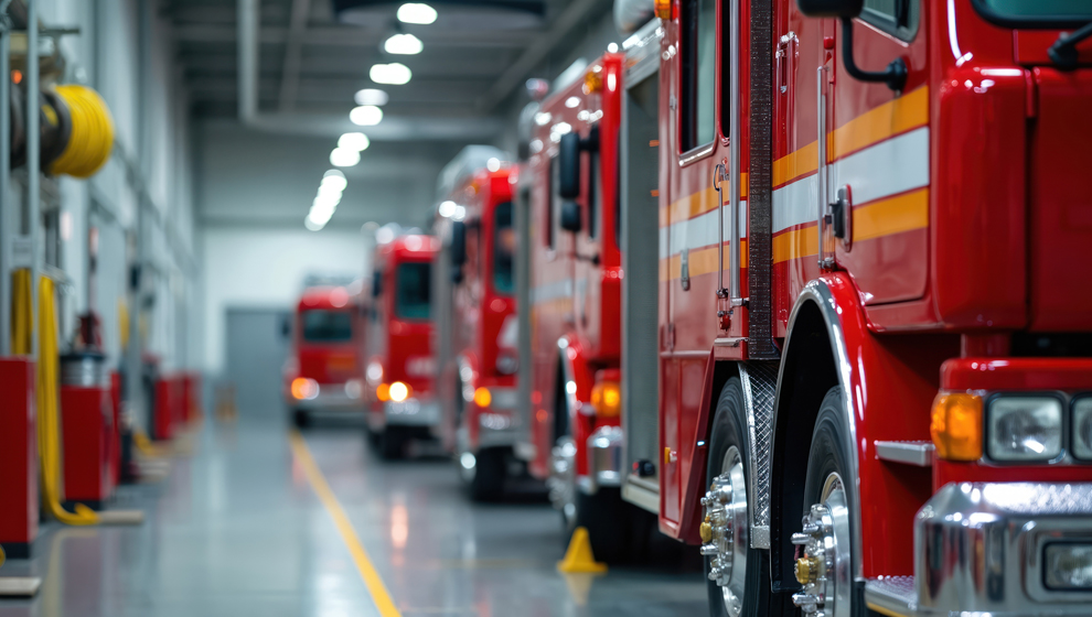 Fleet of fire trucks