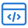 Icon depicting a software window with code